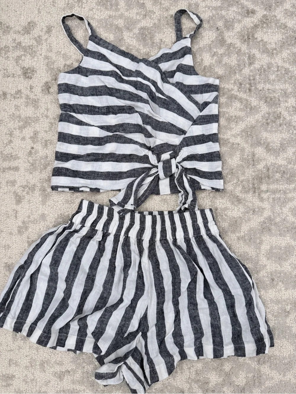 Habitual Black & White Striped Tank and Shorts Set